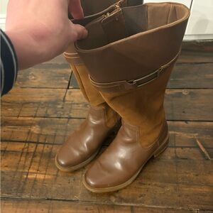 Brown Leather Knee-High Boots by Clarks